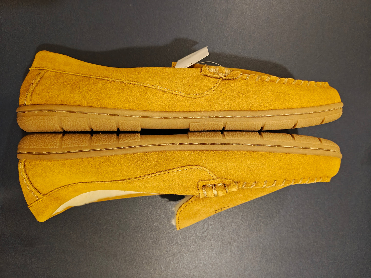 Lands' End Men's Fuzzy Lined Suede Moccasin Slippers - Size 12