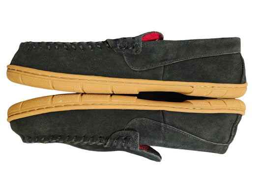 Lands' End Men's Flannel Lined Suede Slip-On Moccasin Loafers Letter J- Size 9