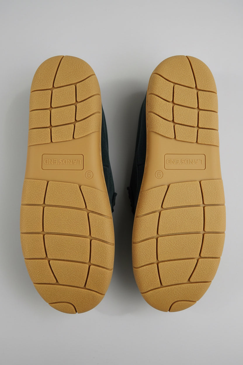 Lands' End Men's Flannel Lined Suede Slip-On Moccasin Loafers Letter J- Size 9