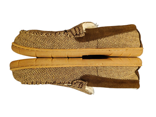 Lands' End Men's Fuzzy Lined Suede Moccasin Slippers Letter N - Size 10