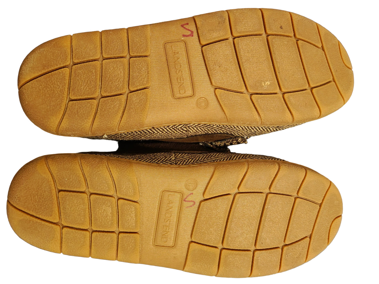 Lands' End Men's Fuzzy Lined Suede Moccasin Slippers Letter N - Size 10