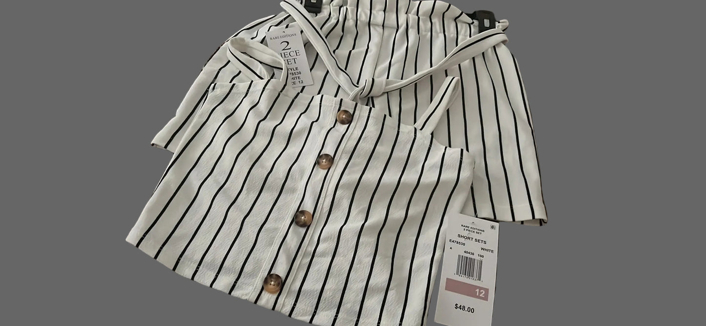 Rare Editions Big Girls Scuba Crepe Short Sets White - Size 12