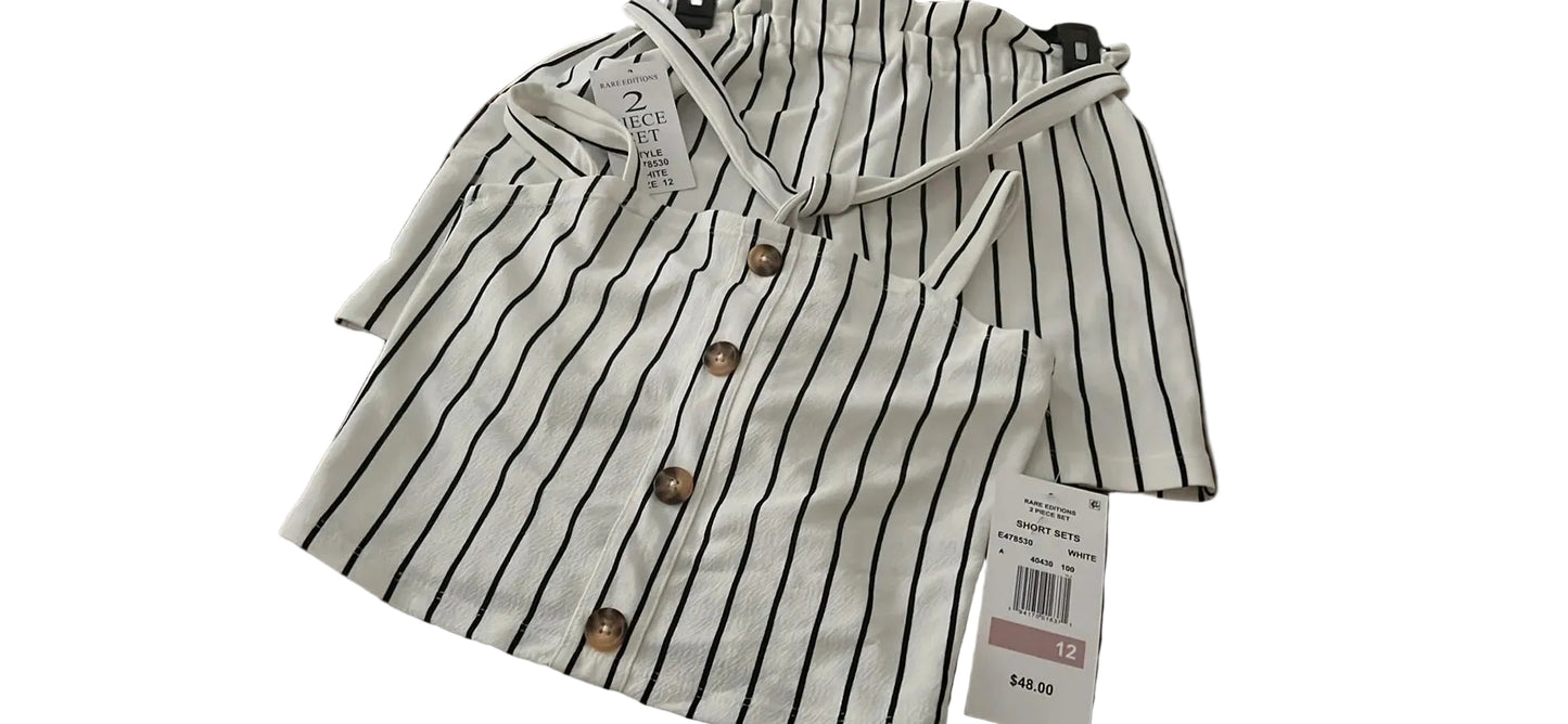 Rare Editions Big Girls Scuba Crepe Short Sets White - Size 12