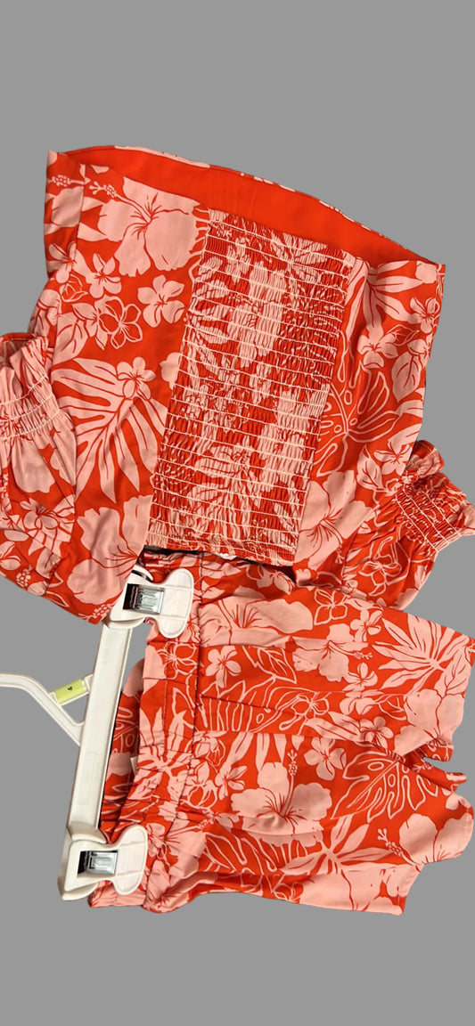 Rare Editions Baby Girl's Floral Pattern 2 Piece Set Top and matching Shorts Outfit - 12 months