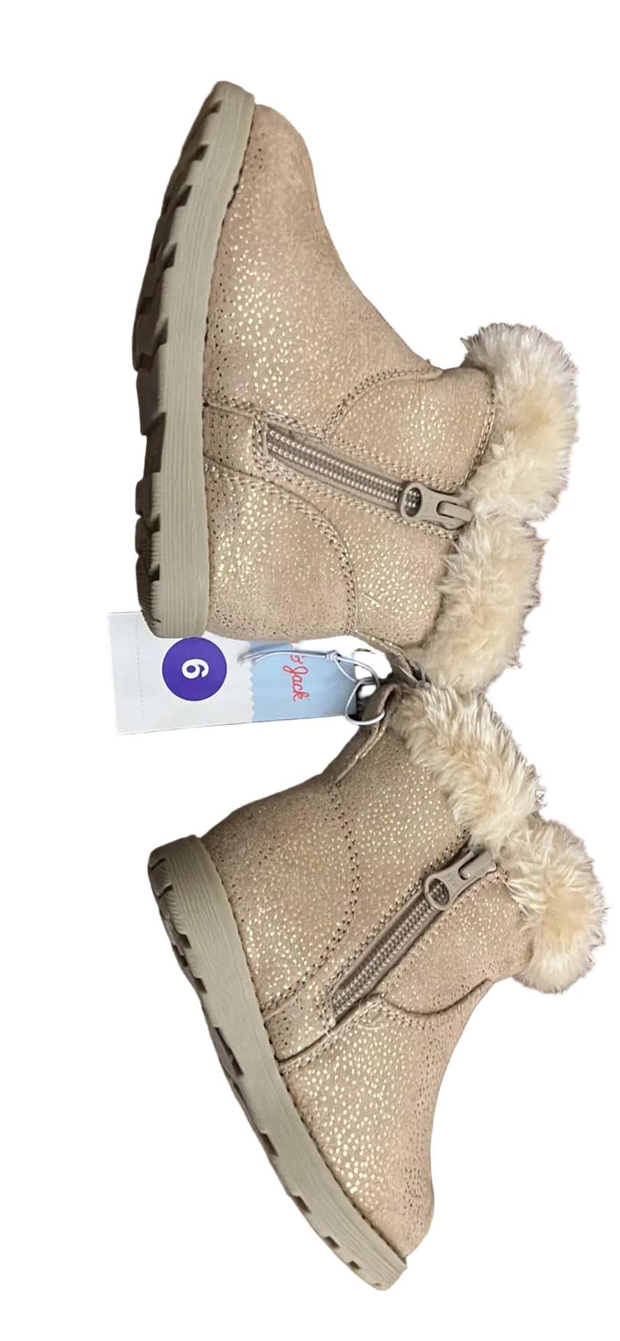 Toddler Girls' Emani Zipper Slip-On Shearling Style Winter Boots Tan - Size 6