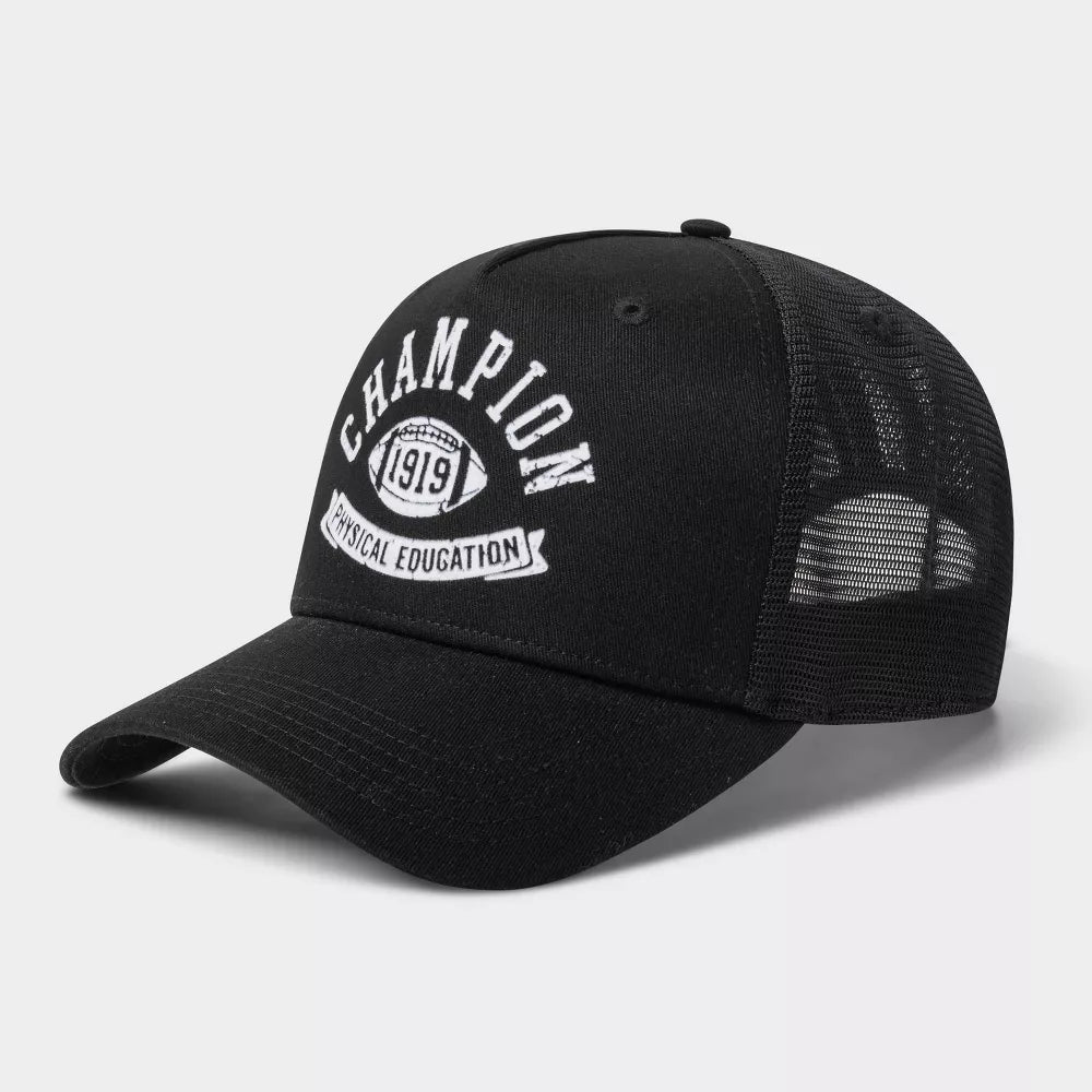 Champion 1919 Physical Education Black Mesh Trucker Hat Adjustable