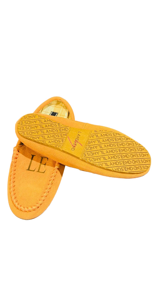 Lands End Womens Flannel Lined Suede Clog Slippers Rose Clay - Size 7