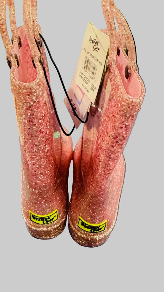 Western Chief Toddler Abby Glitter Lighted Rain Boots - Size 11