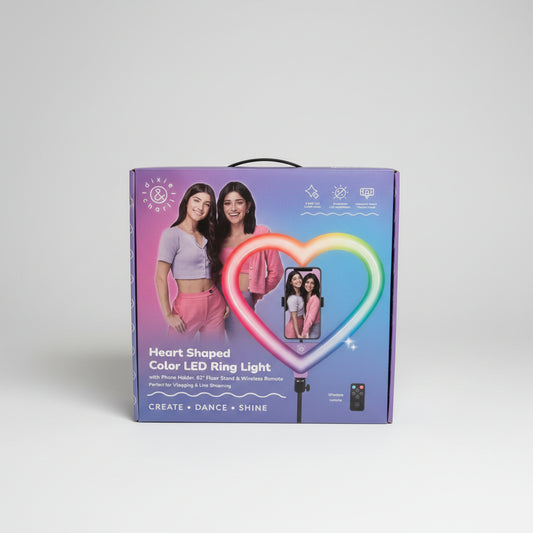 Dixie & Charli 13" Heart Shaped Color LED Ring Light Cell Phone Holder with 62"