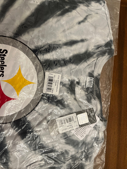 Pittsburgh Steelers Youth Black Tie-Dye Team Logo Short Sleeve Crew Nk T-Shirt