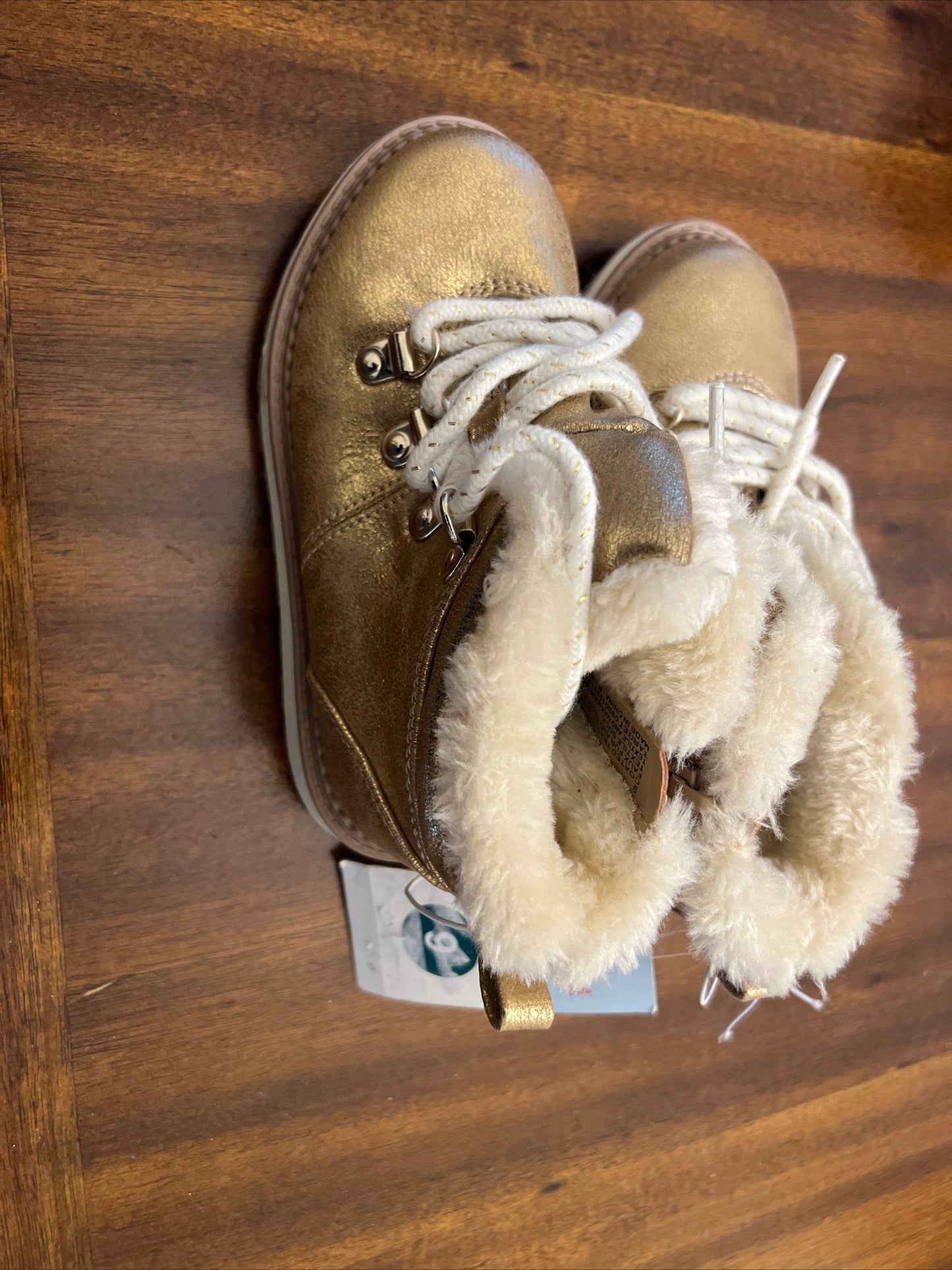 Toddler Girls' Gold/Reed Zipper Slip-On Combat Winter Boots