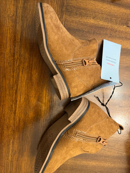 Toddler Girl’s Cognac Onyx Zipper Slip-On Faux Bootie Shoes- 8