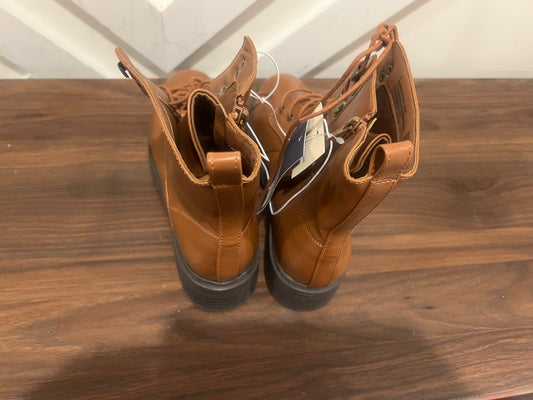 Women's Cognac Marta Ankle Memory Foam Combat Boots