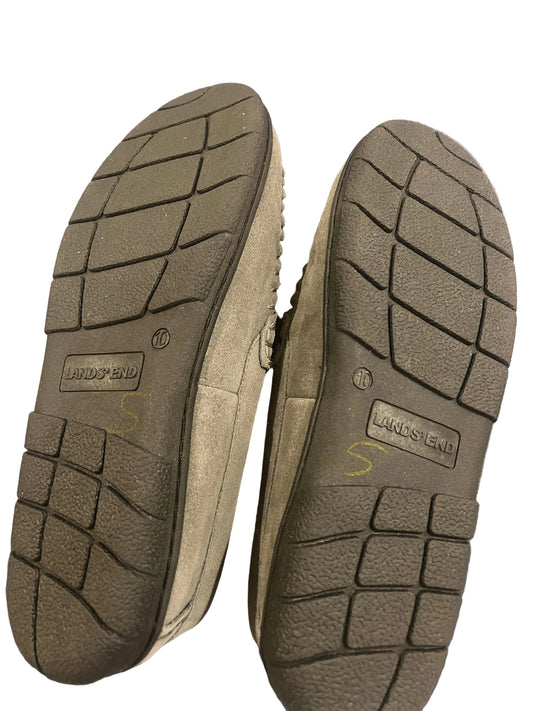 Lands' End Men's Fuzzy Lined Suede Moccasin Slippers Letter AD - Size 10