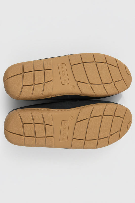 Lands' End Men's Fuzzy Lined Suede Moccasin Slippers Letter DBG- Size 11