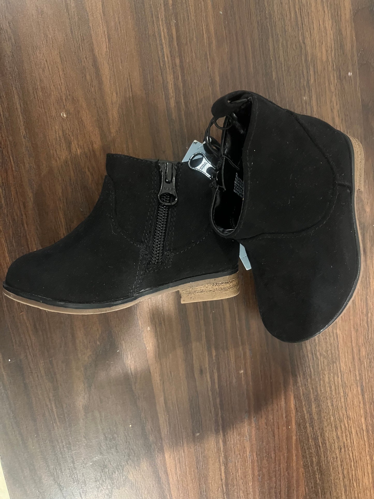 Toddler Girl’s Black Onyx Zipper Slip-On Faux Bootie Shoes - 5