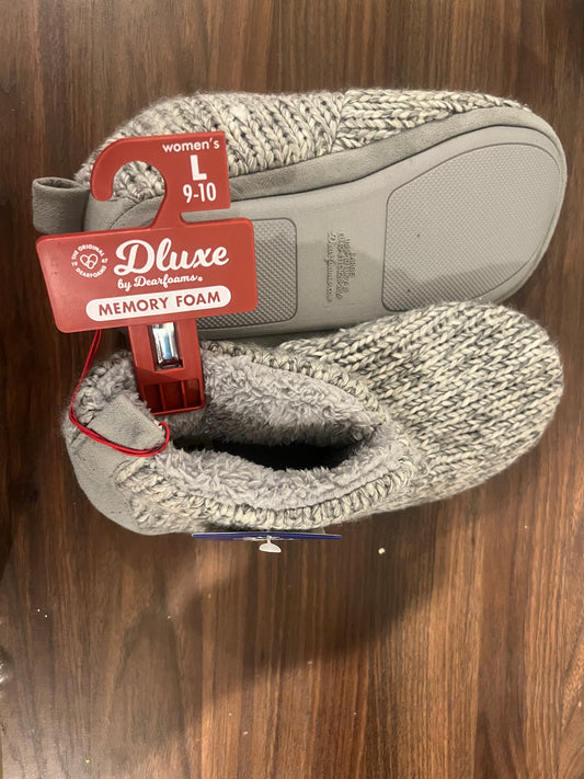 Dluxe by Dearfoams Super Comfort Women's Gray Knit Bootie Slippers