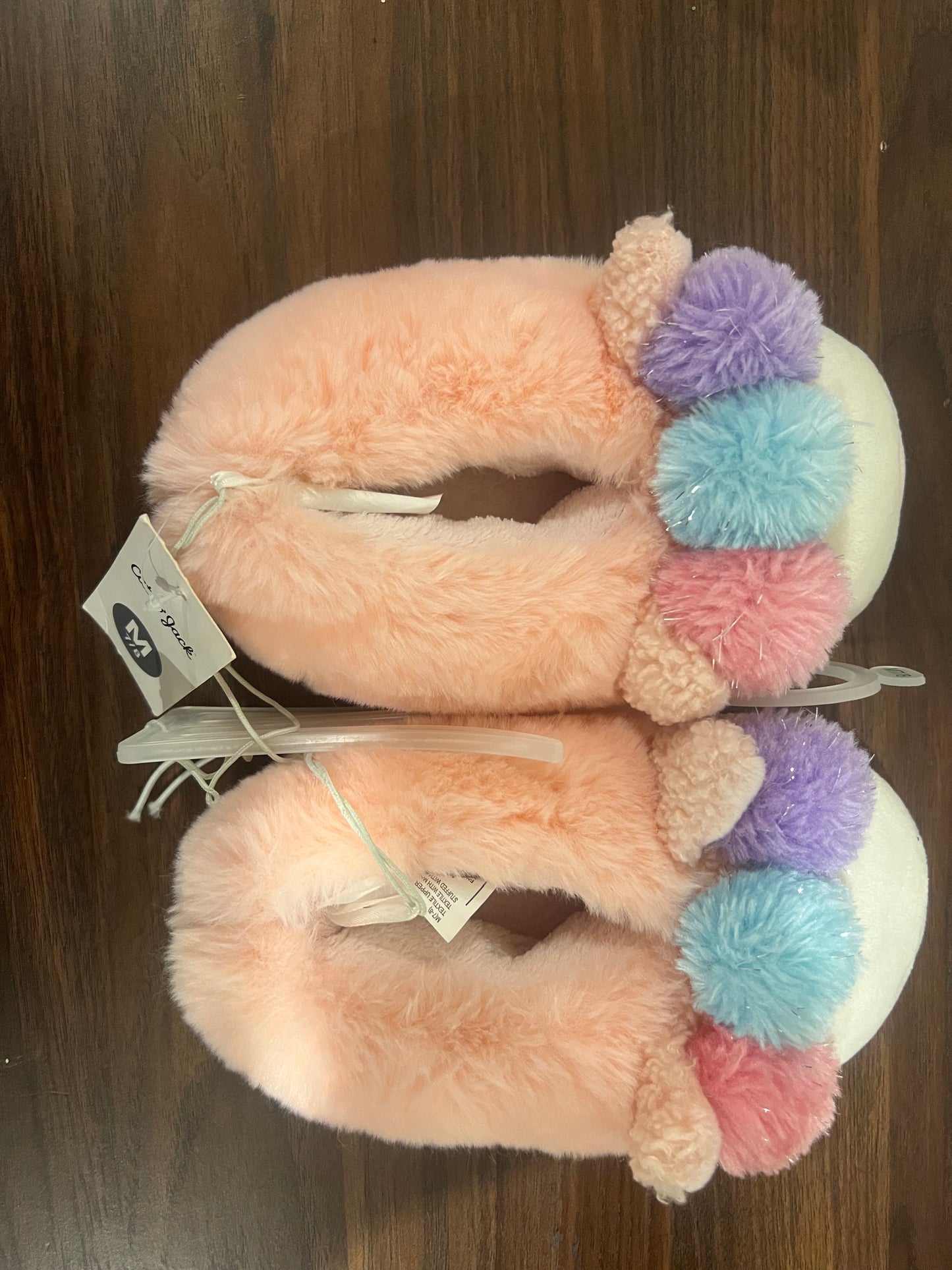Cat & And Jack Toddler Girls Size M (7-8) Pink Fuzzy Cozy Slippers