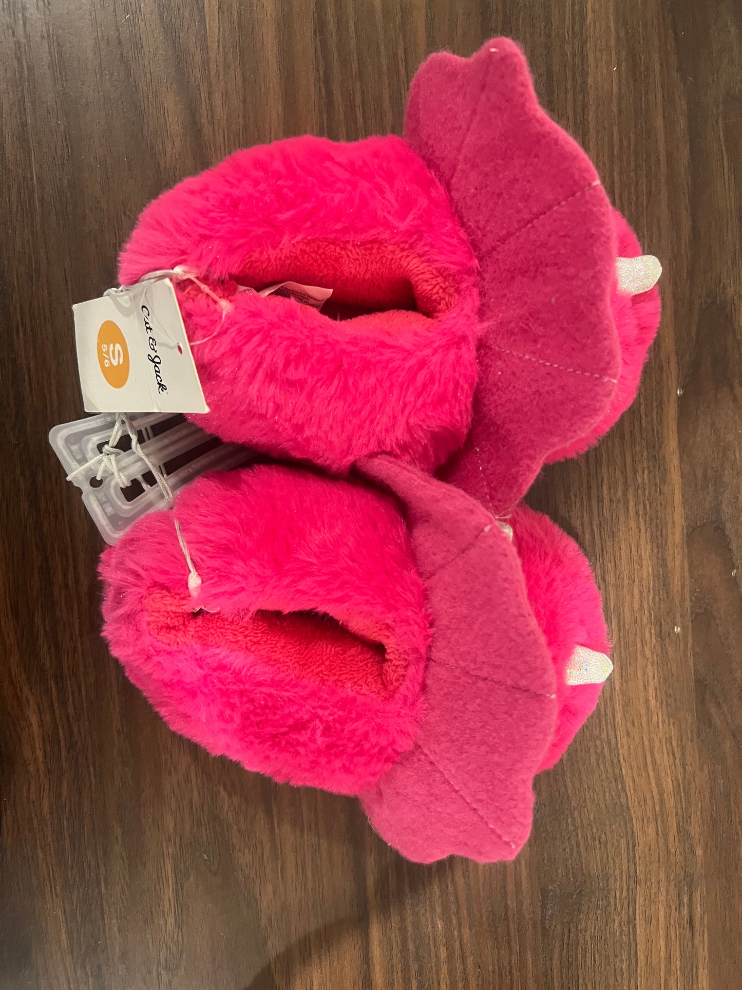 Cat & And Jack Toddler Girls Size S (5-6) Fuchsia Fuzzy Cozy Slippers