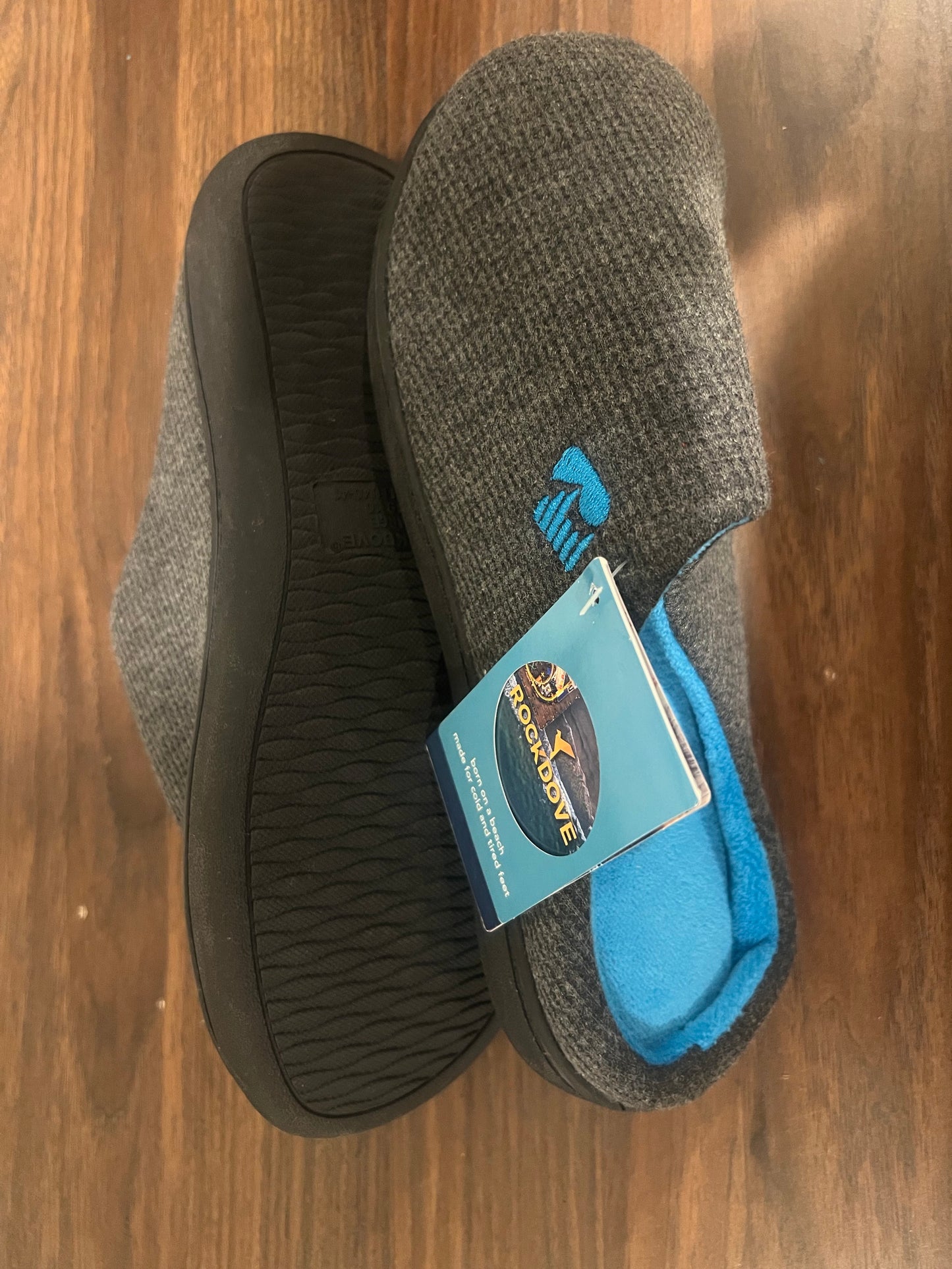 RockDove Men's Original Two-Tone Memory Foam Slipper Dark Gray/Blue sz 9-10(L)