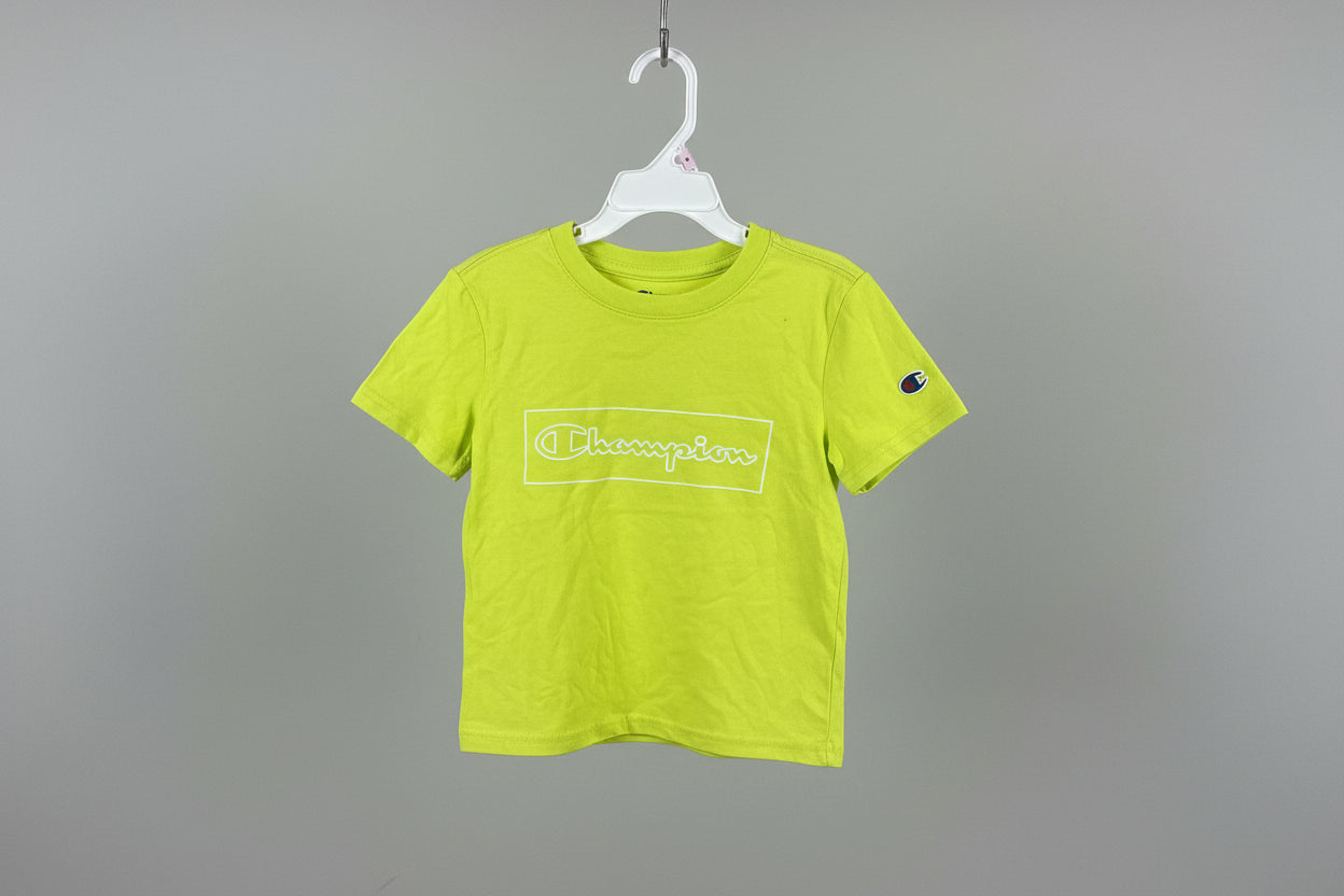 Champion Boys Logo-Print Lime Green Casual Active Wear T-shirt