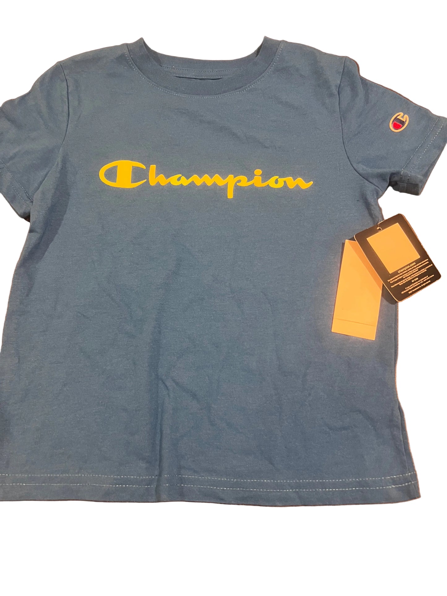 Champion Boys Logo-Print Casual Blue Active Wear T-shirt