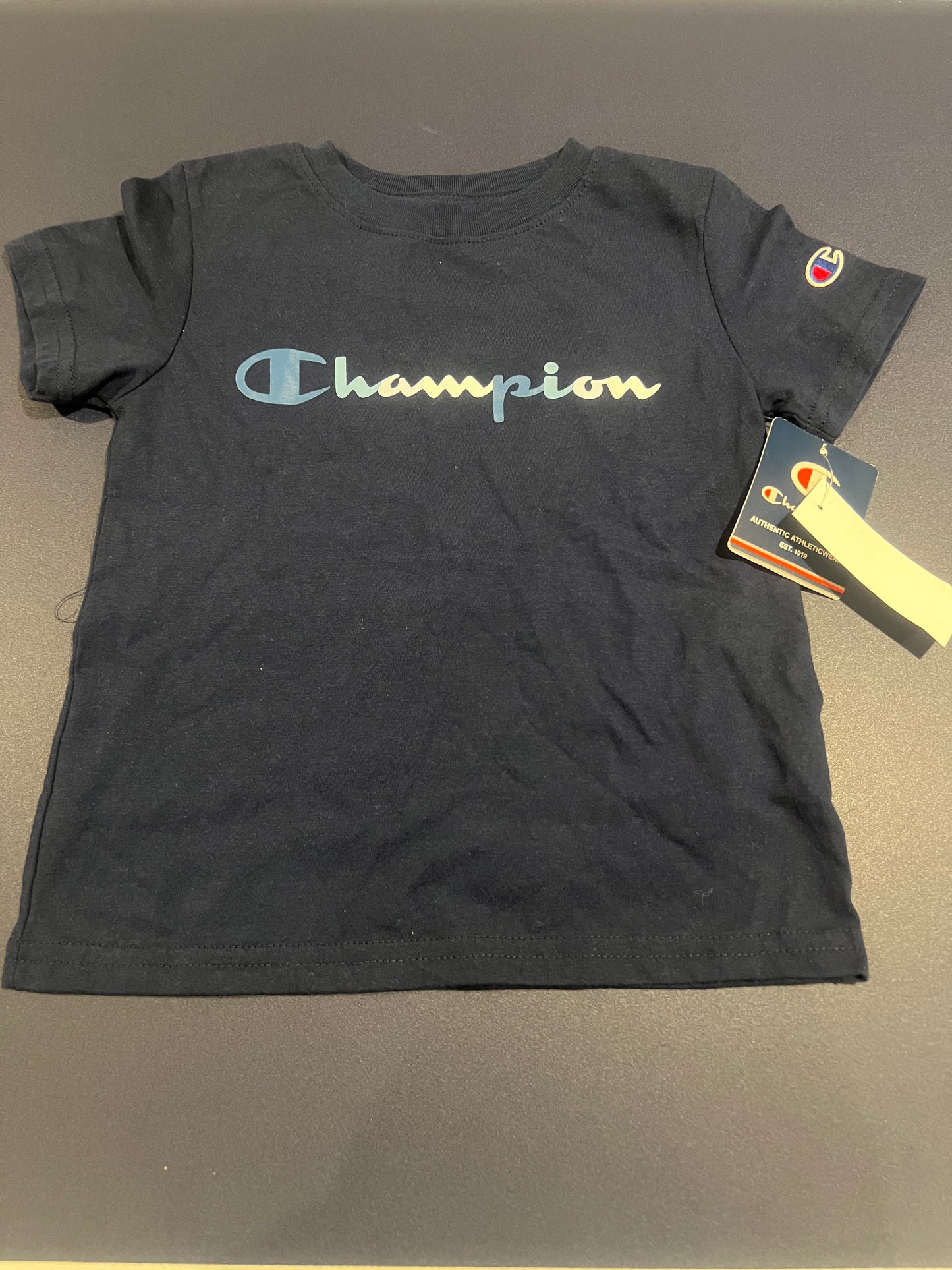 Champion Boys Logo-Print Casual Active Wear T-shirt Navy