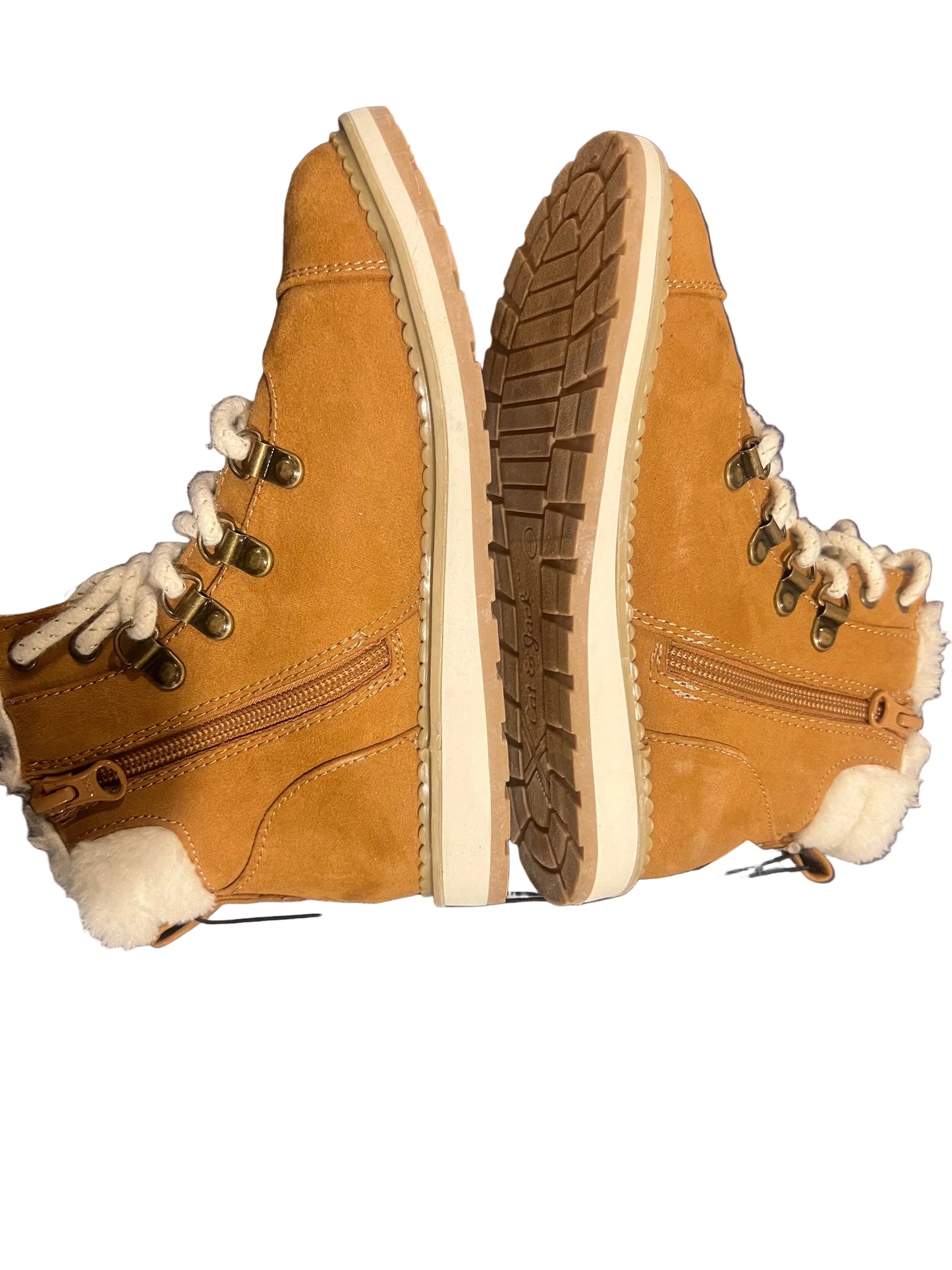 Cat & Jack Girl's-Rayne Zipper Slip-On Winter Shearling Style Cognac Boots - size 1