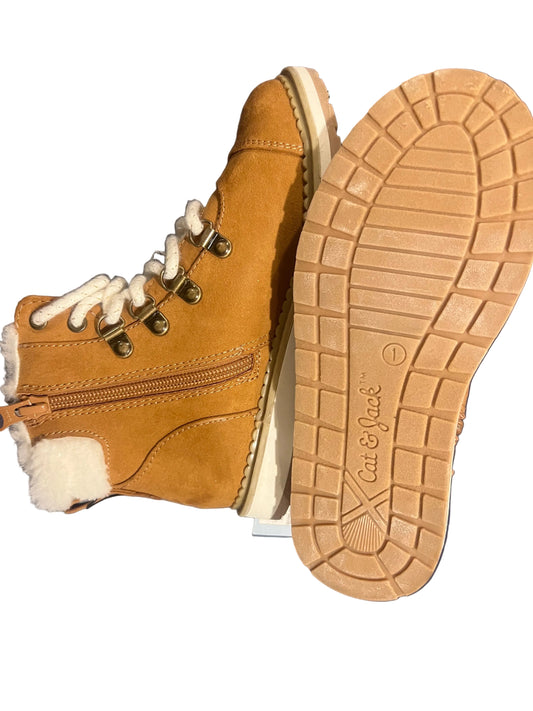 Cat & Jack Girl's-Rayne Zipper Slip-On Winter Shearling Style Cognac Boots - size 1