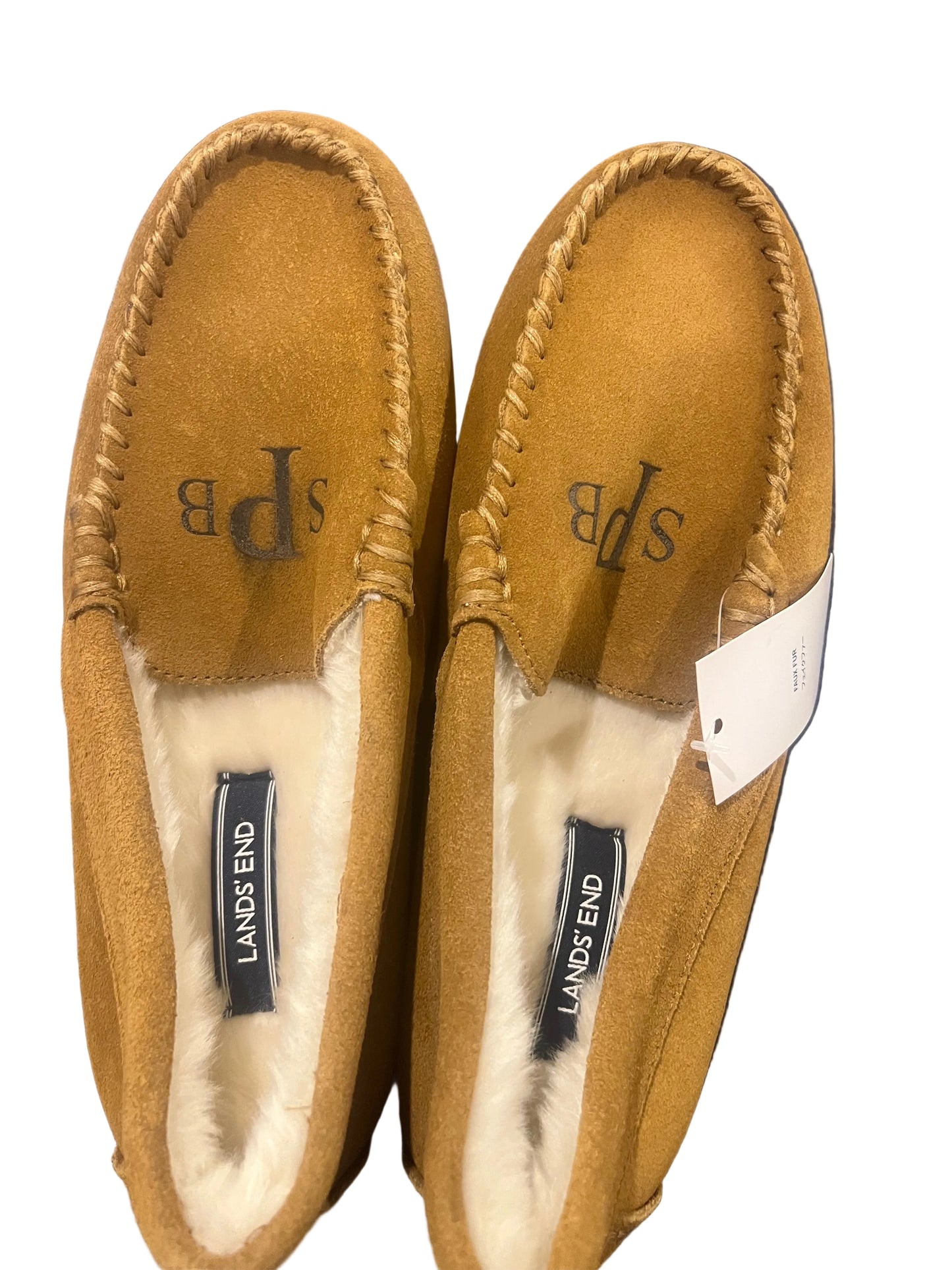 Women's Fuzzy Lined Suede Moccasin Slippers English Tan - Size 7