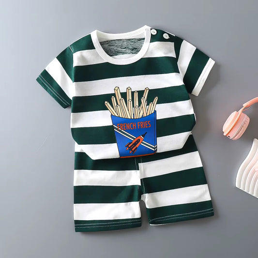 Toddlers' Summer Casual Outfit Graphic Top + Shorts set - Sizes 18M