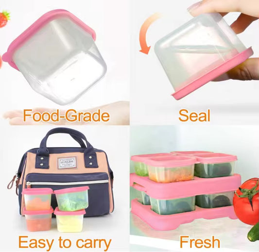Leakage-Proof Plastic Baby 8 Pack Food Storage Container- CHOOSE COLOR