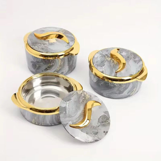 3Pcs Set Golden Touch Food Warmer Insulated Stainless-Steel Container - CHOOSE COLOR