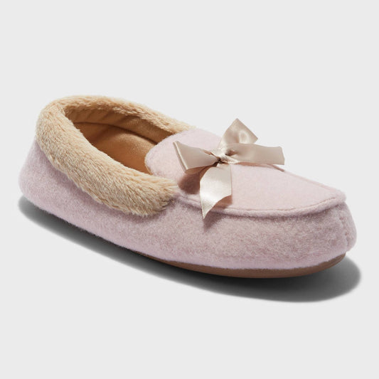 Girls' Madison Moccasin Slippers Pink - dluxe by dearfoams - CHOOSE SIZE