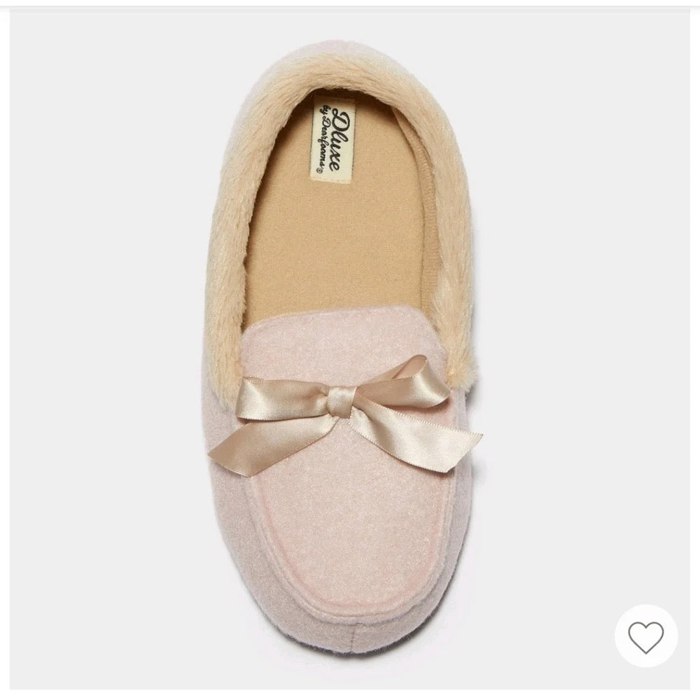 Girls' Madison Moccasin Slippers Pink - dluxe by dearfoams - CHOOSE SIZE