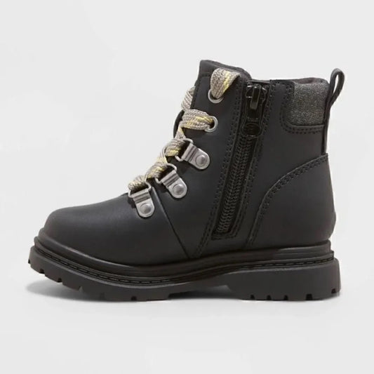 Toddler Boys' Atlas Lace-Up Combat Boots - Cat & Jack™ Black - Size 6