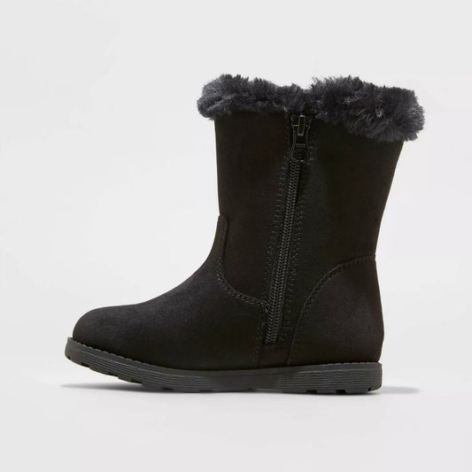 Cat & Jack Toddler Girls Leah Winter Shearling Style Boots Black - CHOOSE SIZE