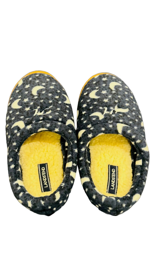 Lands' End Kids Fleece Clog Slippers Ivory Moon - Size 4