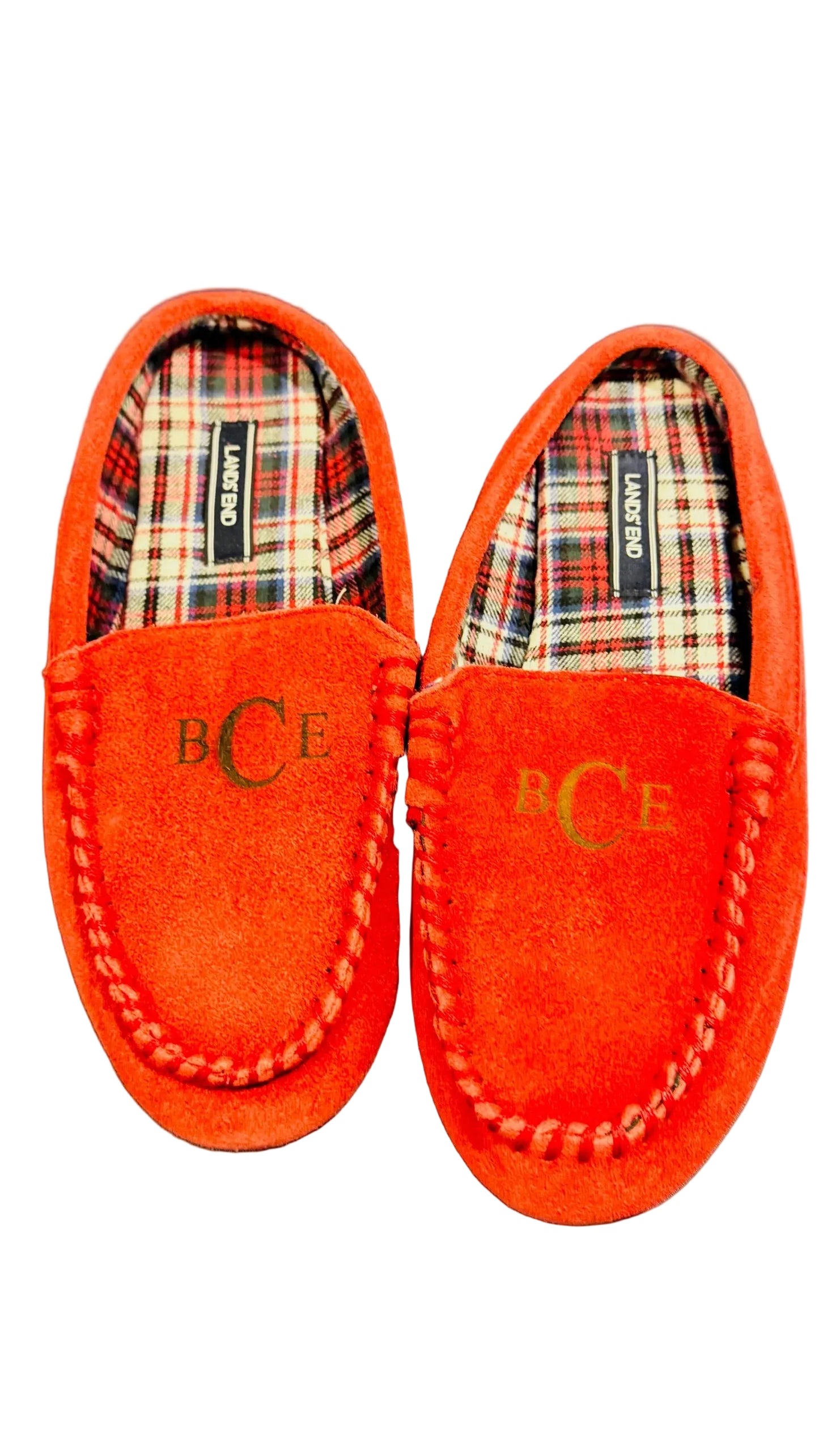 Lands End Womens Flannel Lined Suede Clog Slippers Red - Size 9