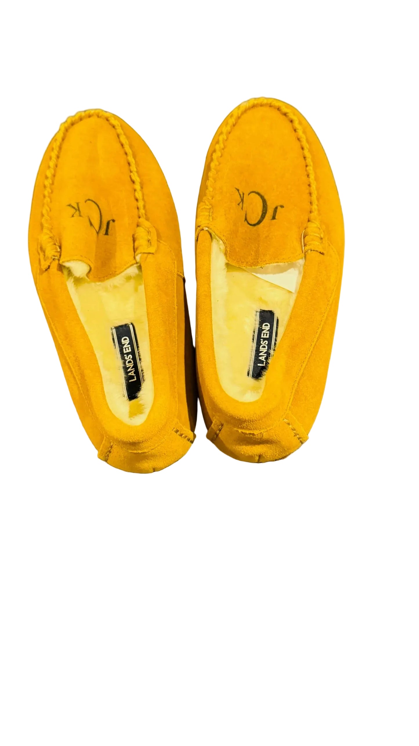 Lands' End Women's Suede Leather Moccasin Slippers English Tan - Size 8