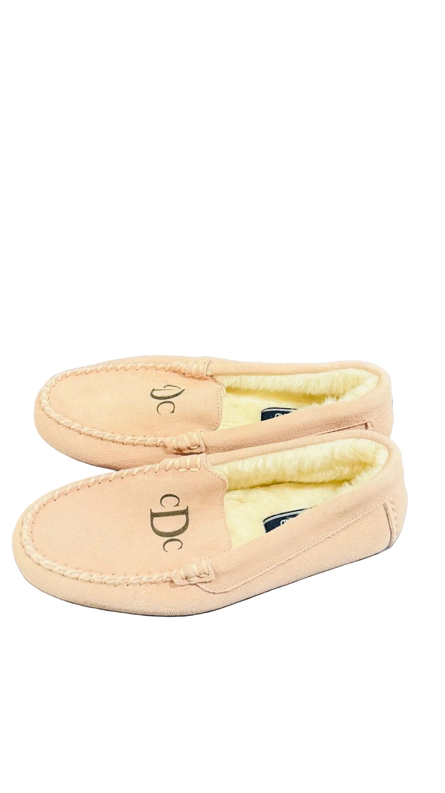 Lands' End Women's Fuzzy Lined Suede Moccasin Slippers Pink - Size 7
