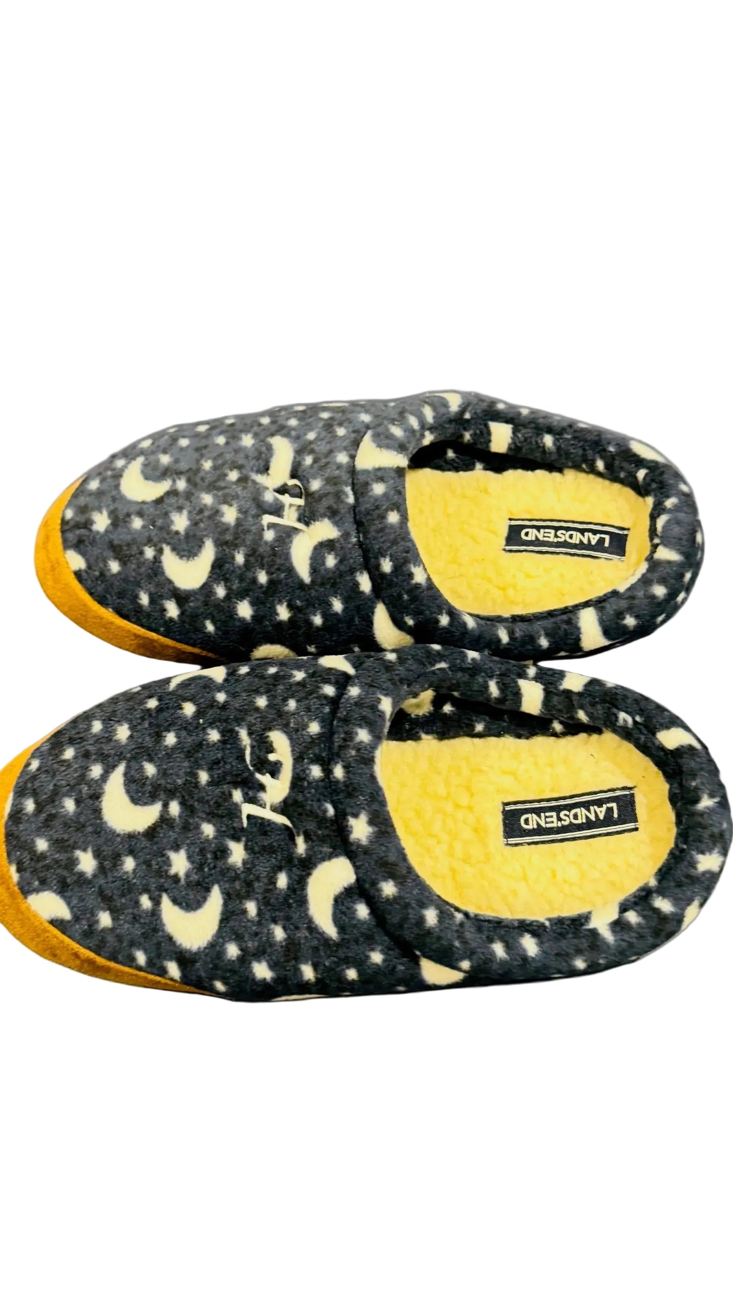 Lands' End Kids Fleece Clog Slippers Ivory Moon - Size 4