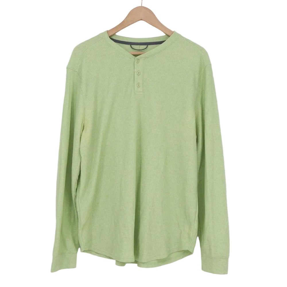 All In Motion Men's Long Sleeve 3 Button Henley Shirt Light Green- Choose Sz