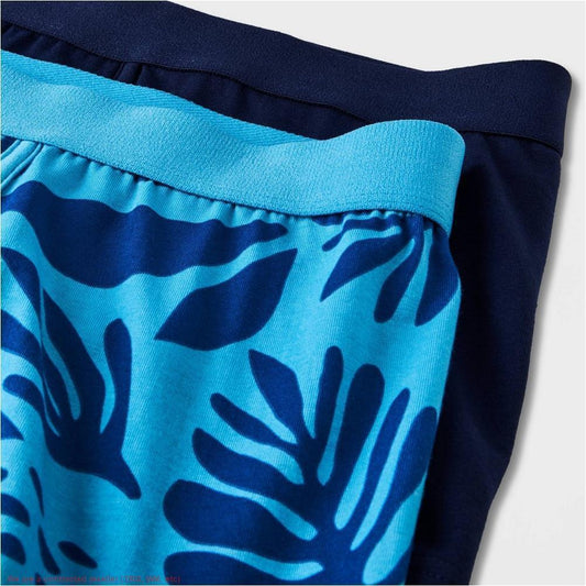 Goodfellow & Co Men's Floral Leaf Print Trunks Blue/Navy 2Pk- CHOOSE Sz