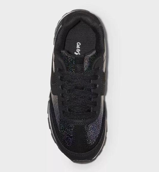 Kids' Ellison Lace-Up Sneakers Iridescent Black - Cat & Jack - Size 1