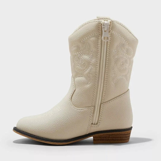 Cat & Jack Toddler Memphis Western Boots Ivory - CHOOSE SIZE