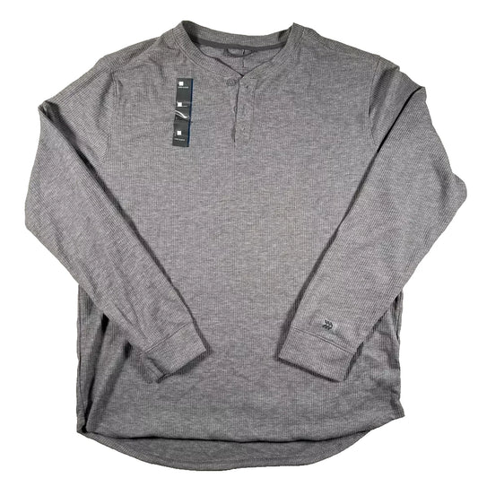 Men's Waffle Knit Long Sleeve 3 Button Henley Shirt All in Motion Grey -Choose size