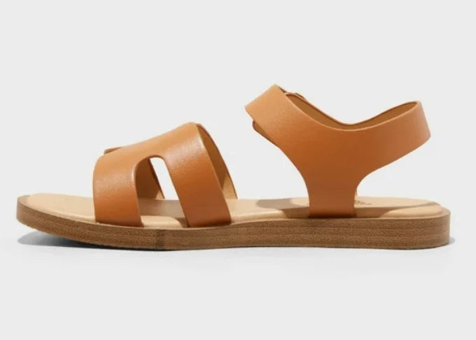 Art & Class Kids Mari Ankle Strap Sandals Girls Gold Buckle Cognac - CHOOSE SIZE
