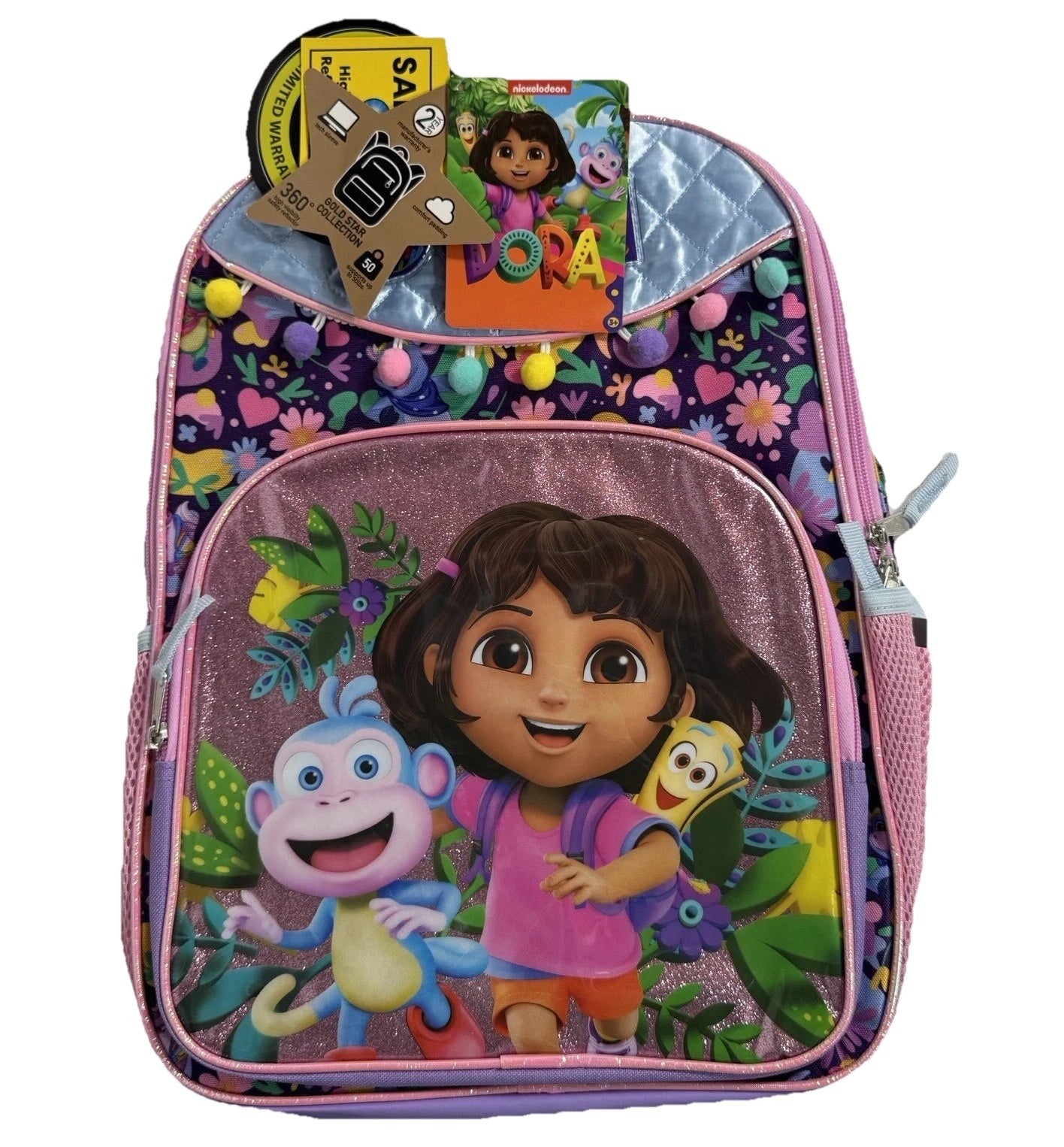 Dora Backpack Kids Boots Map Purple Explorer Nickelodeon 16"