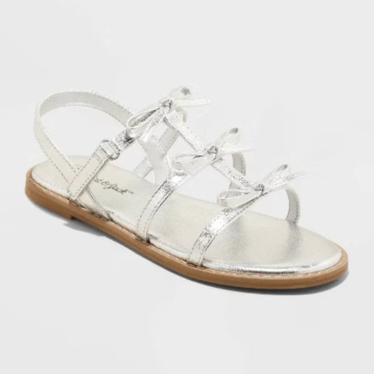 Kids' Aria Bow Sandals Silver - Cat & Jack - CHOOSE SIZE